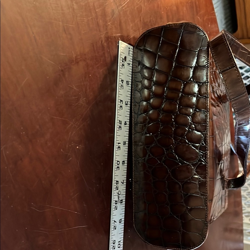 Brown Crocodile Pattern Shoulder Bag - image 3